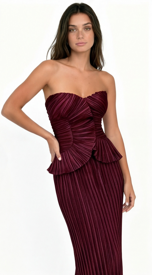 RUBY- Conjunto Plisado Burdeos