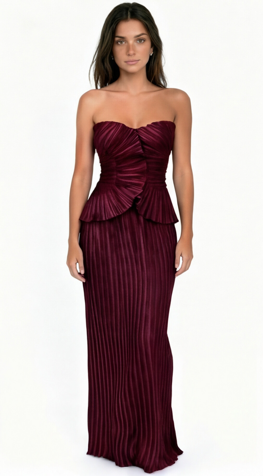 RUBY- Conjunto Plisado Burdeos