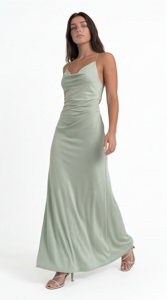 JADE- Vestido Maxi Satén